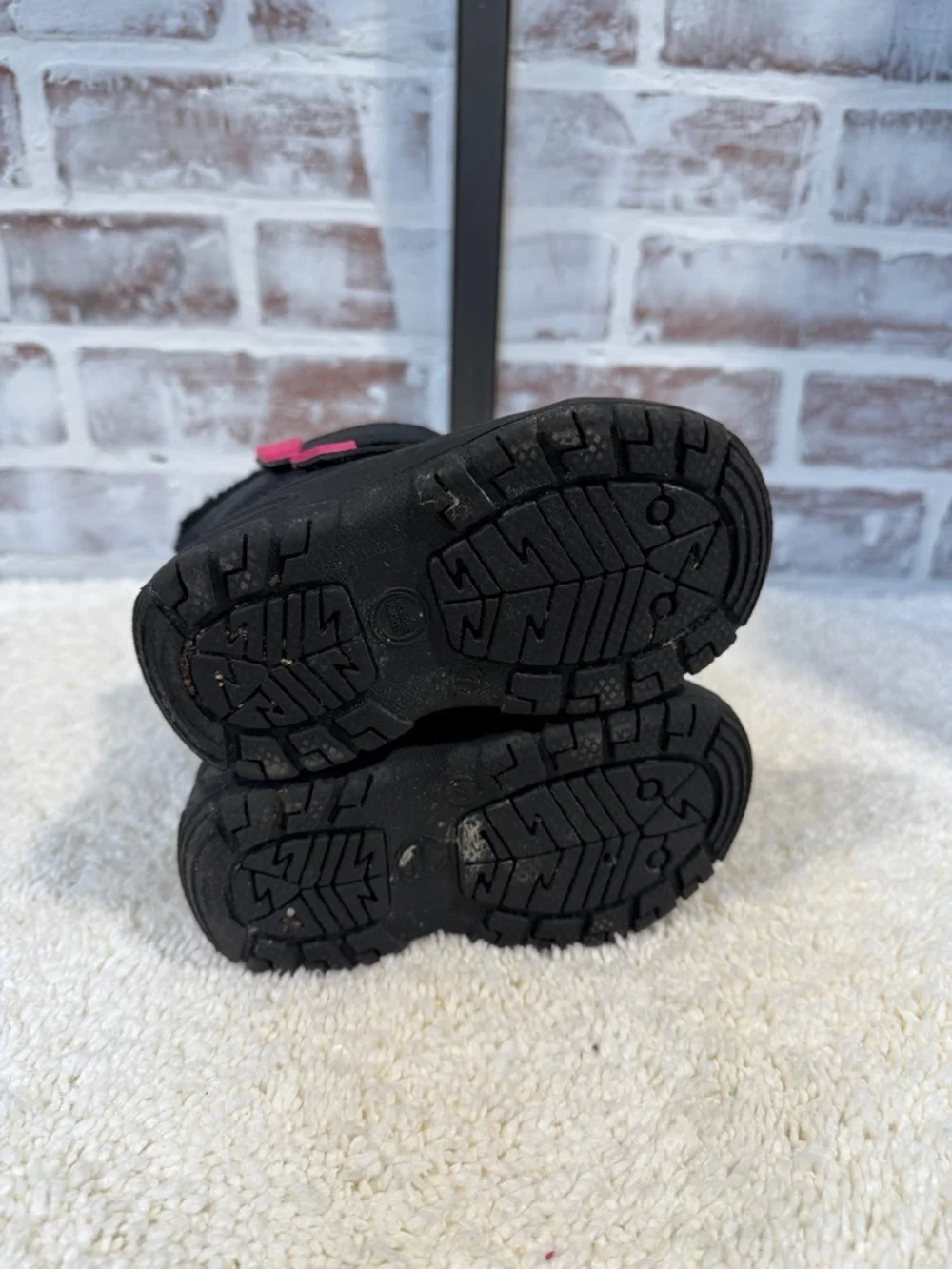 Kids Black Winter Snow Boots with Pink Accents toddler size 7
